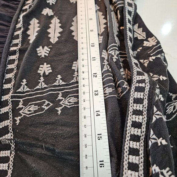 Gianni Bini Black Faux Suede Cardigan Jacket Size XS Boho Embroidered - Picture 8 of 10